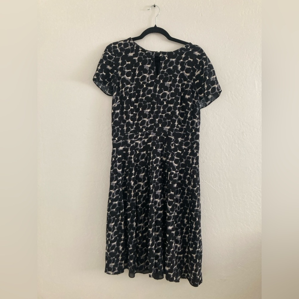 Talbots Minimalist Polka Dot Black Midi Dress Contemporary Office Teacher 12